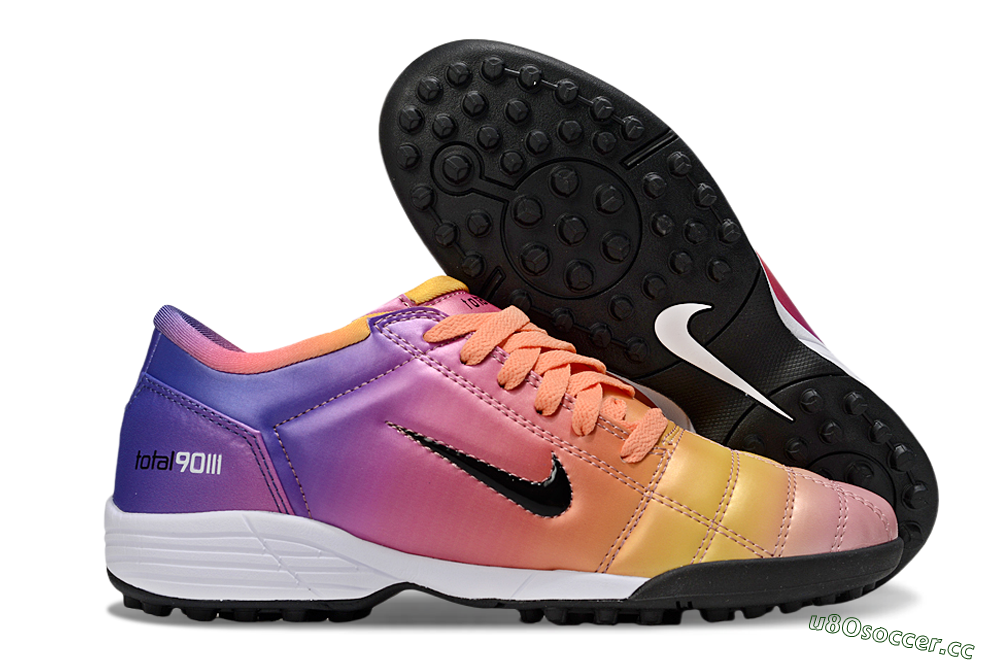 Unisex Nike Total 90 III TF Artificial Turf Low-Tops Football Shoes - Pink/Yellow/Purple 2