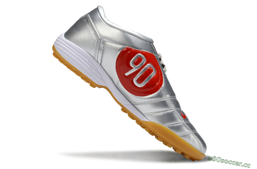 Unisex Nike Total 90 III TF Artificial Turf Low-Tops Football Shoes - Silver/Red/White 4