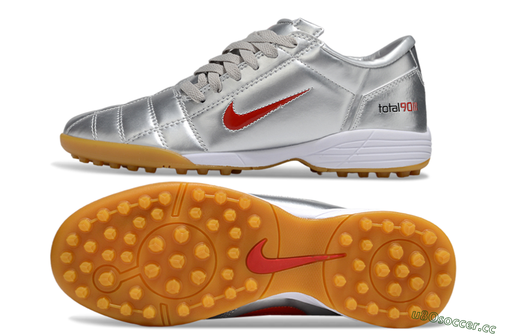 Unisex Nike Total 90 III TF Artificial Turf Low-Tops Football Shoes - Silver/Red/White 1