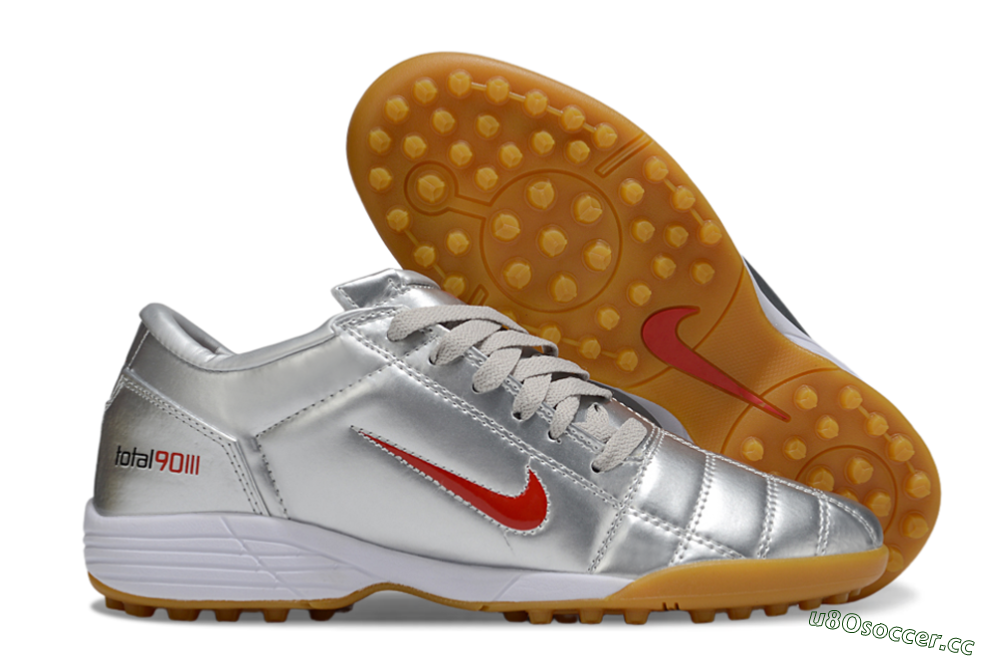 Unisex Nike Total 90 III TF Artificial Turf Low-Tops Football Shoes - Silver/Red/White 2