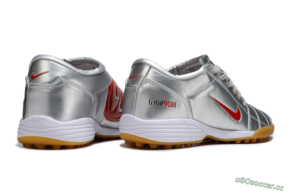 Unisex Nike Total 90 III TF Artificial Turf Low-Tops Football Shoes - Silver/Red/White 6