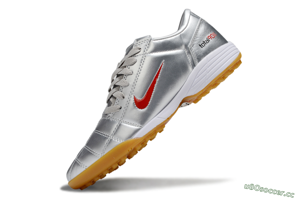 Unisex Nike Total 90 III TF Artificial Turf Low-Tops Football Shoes - Silver/Red/White 5