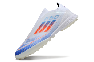 Men's Adidas F50+ Elite Laceless TF Artificial Turf Low-Tops Football Shoes - White/Blue/Red