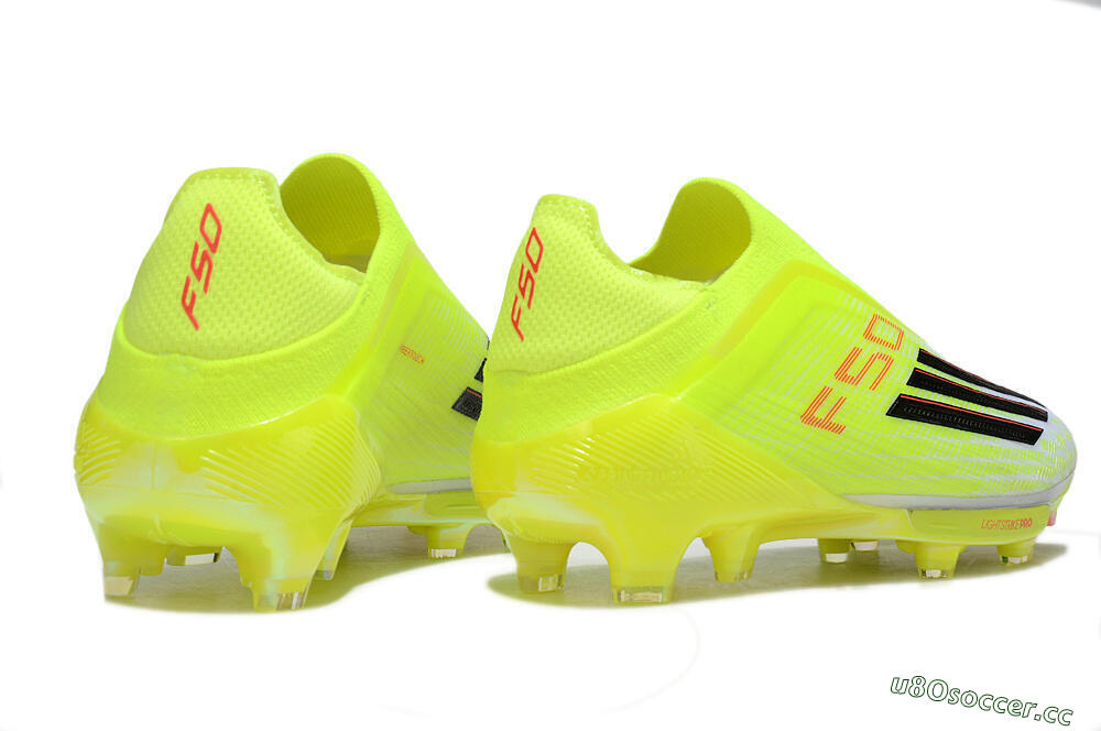 Men's Adidas F50+ Elite Lightstrike Pro Laceless FG Firm Ground Low-Tops Football Boots - Yellow/Black/Red 6