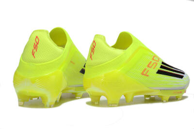 Men's Adidas F50+ Elite Lightstrike Pro Laceless FG Firm Ground Low-Tops Football Boots - Yellow/Black/Red
