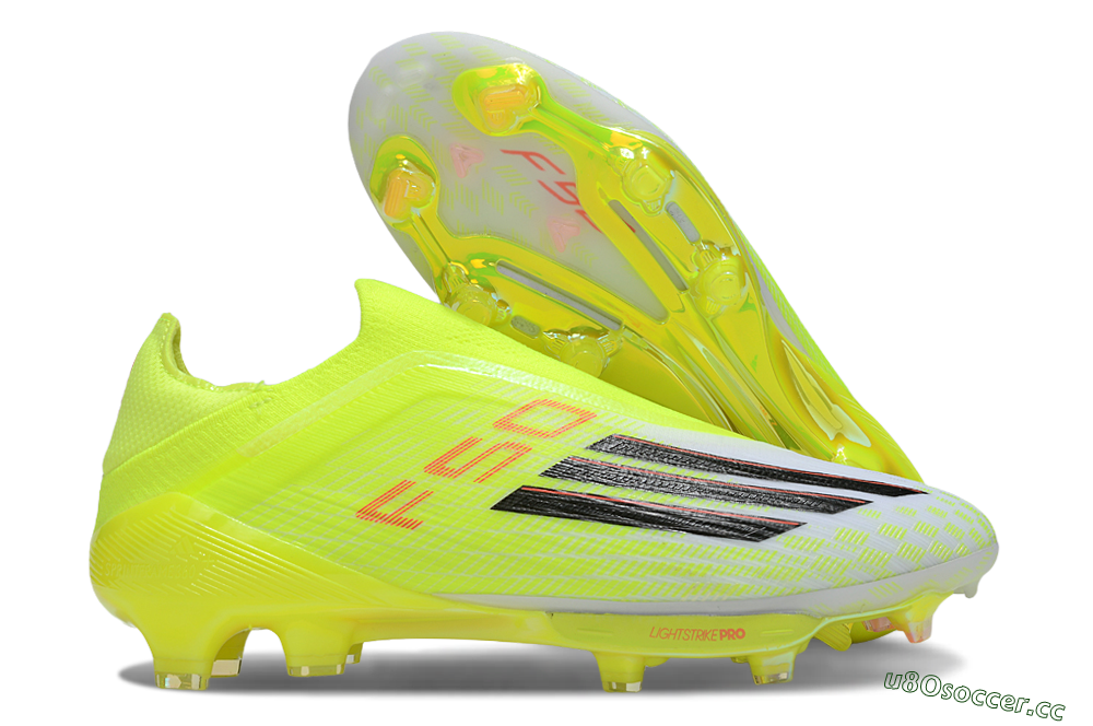 Men's Adidas F50+ Elite Lightstrike Pro Laceless FG Firm Ground Low-Tops Football Boots - Yellow/Black/Red 2