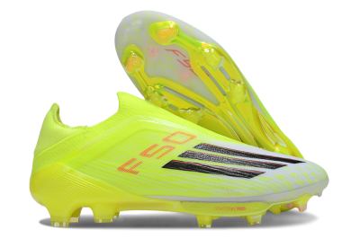 Men's Adidas F50+ Elite Lightstrike Pro Laceless FG Firm Ground Low-Tops Football Boots - Yellow/Black/Red