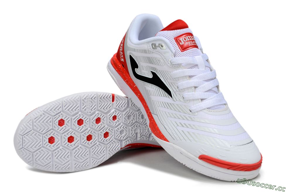 Men's Joma Top Flex IC Indoor & Futsal Low-Tops Football Shoes - White/Black/Red 3