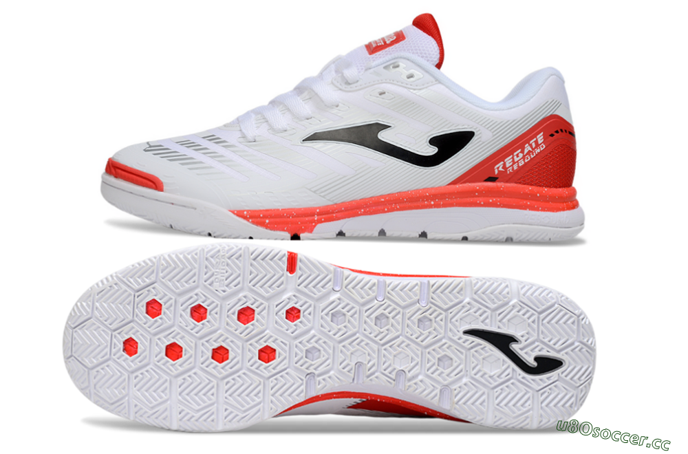 Men's Joma Top Flex IC Indoor & Futsal Low-Tops Football Shoes - White/Black/Red 1