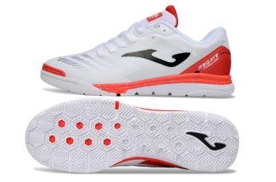 Men's Joma Top Flex IC Indoor & Futsal Low-Tops Football Shoes - White/Black/Red