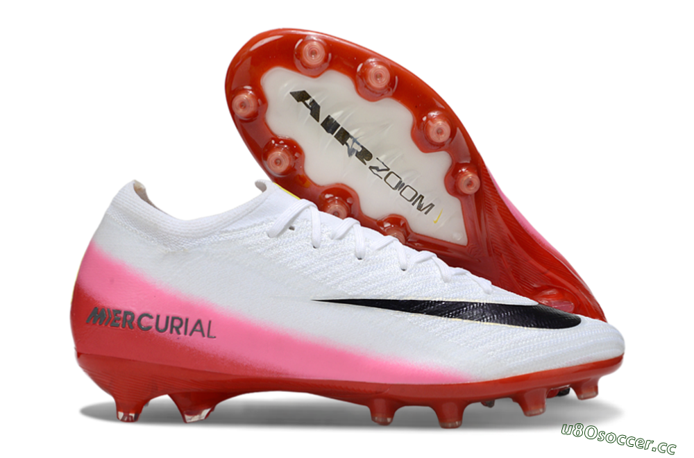 Men's Nike Air Zoom Mercurial Vapor 16 Elite AG Artificial Grass Low-Tops Football Boots - White/Black/Red 2
