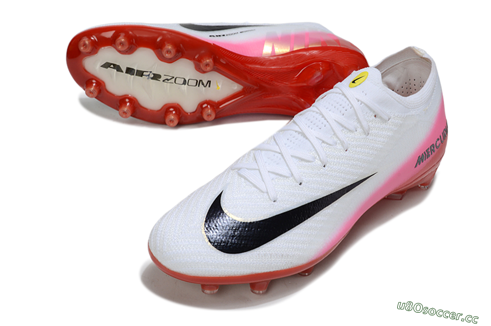Men's Nike Air Zoom Mercurial Vapor 16 Elite AG Artificial Grass Low-Tops Football Boots - White/Black/Red 3