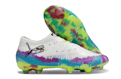 Men's Puma Future 8 Ultimate FG Firm Ground Low-Tops Football Boots - White/Purple/Blue