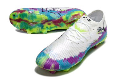 Men's Puma Future 8 Ultimate FG Firm Ground Low-Tops Football Boots - White/Purple/Blue