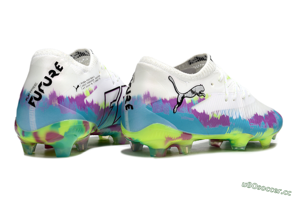 Men's Puma Future 8 Ultimate FG Firm Ground Low-Tops Football Boots - White/Purple/Blue 6