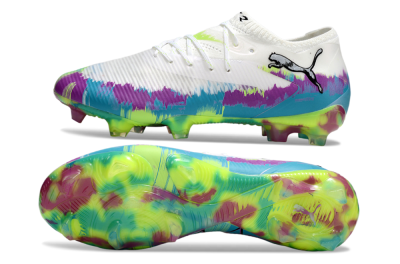 Men's Puma Future 8 Ultimate FG Firm Ground Low-Tops Football Boots - White/Purple/Blue
