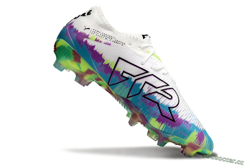 Men's Puma Future 8 Ultimate FG Firm Ground Low-Tops Football Boots - White/Purple/Blue 4
