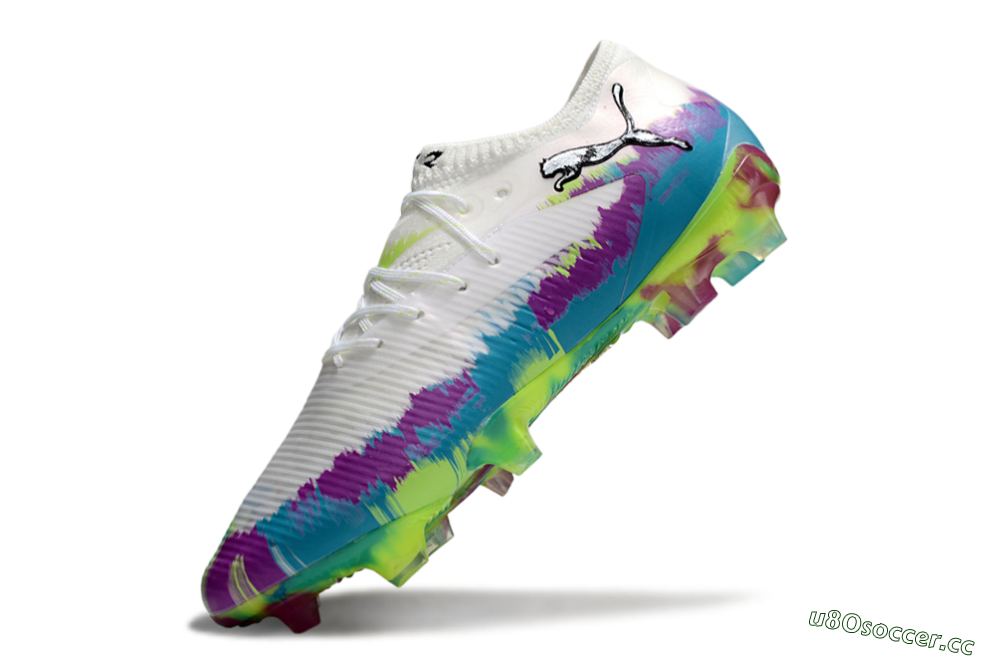 Men's Puma Future 8 Ultimate FG Firm Ground Low-Tops Football Boots - White/Purple/Blue 5