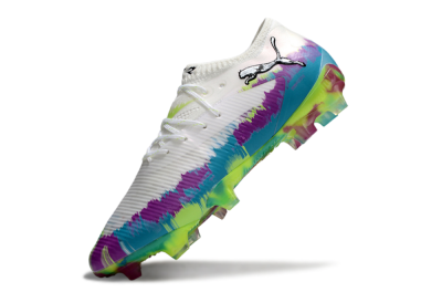 Men's Puma Future 8 Ultimate FG Firm Ground Low-Tops Football Boots - White/Purple/Blue