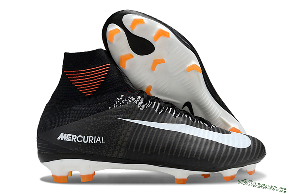 Men's Nike Zoom Mercurial Superfly 5 Elite FG Firm Ground High-Tops Football Boots - Black/White/Red 2