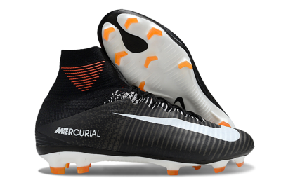 Men's Nike Zoom Mercurial Superfly 5 Elite FG Firm Ground High-Tops Football Boots - Black/White/Red