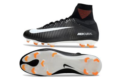 Men's Nike Zoom Mercurial Superfly 5 Elite FG Firm Ground High-Tops Football Boots - Black/White/Red