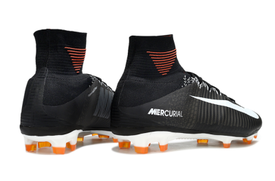 Men's Nike Zoom Mercurial Superfly 5 Elite FG Firm Ground High-Tops Football Boots - Black/White/Red