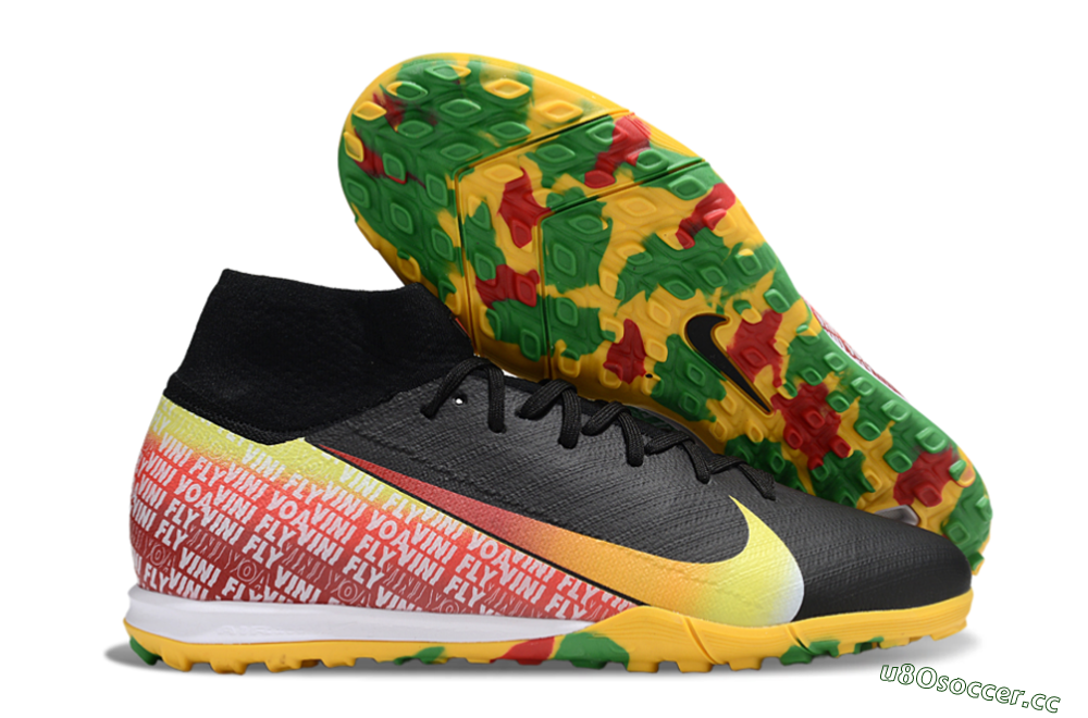 Unisex Nike Air Zoom Mercurial Superfly 10 Elite TF Artificial Turf High-Tops Football Shoes - Black/Yellow/Red 2