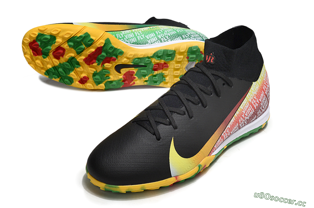 Unisex Nike Air Zoom Mercurial Superfly 10 Elite TF Artificial Turf High-Tops Football Shoes - Black/Yellow/Red 3