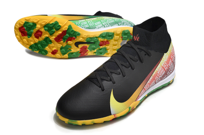 Unisex Nike Air Zoom Mercurial Superfly 10 Elite TF Artificial Turf High-Tops Football Shoes - Black/Yellow/Red