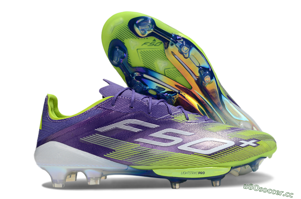Men's Adidas F50+ Elite Lightstrike Pro FG Firm Ground Low-Tops Football Boots - Purple/Yellow/White 2