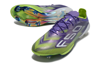 Men's Adidas F50+ Elite Lightstrike Pro FG Firm Ground Low-Tops Football Boots - Purple/Yellow/White