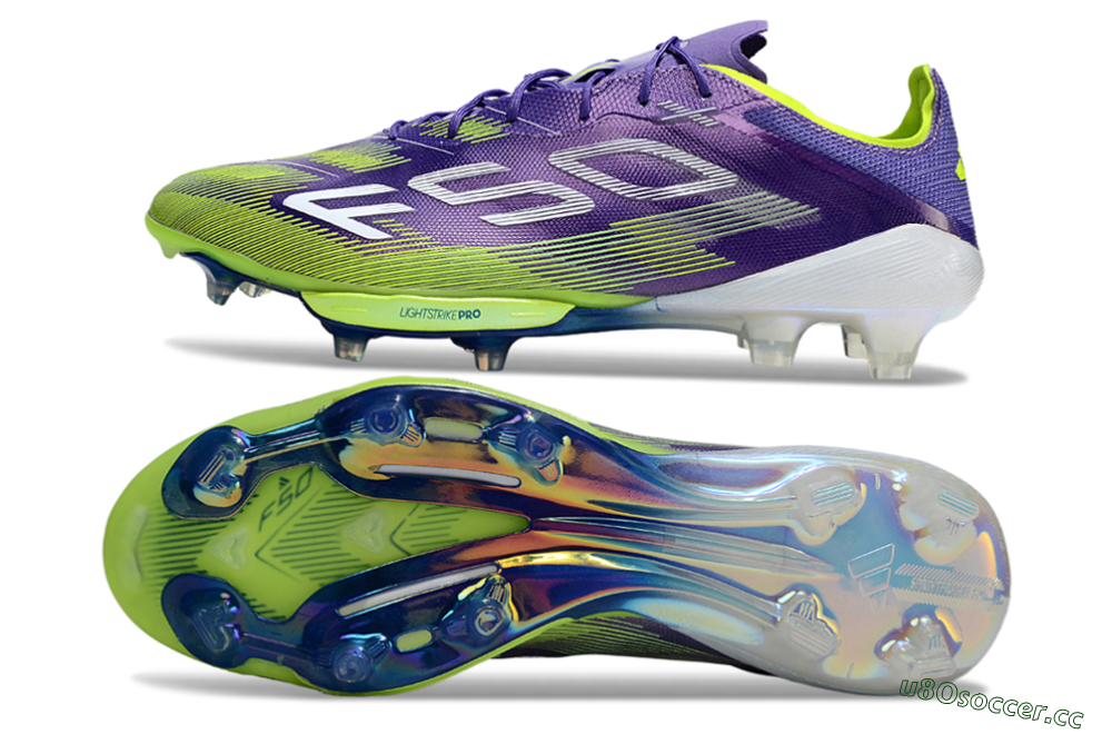 Men's Adidas F50+ Elite Lightstrike Pro FG Firm Ground Low-Tops Football Boots - Purple/Yellow/White 1