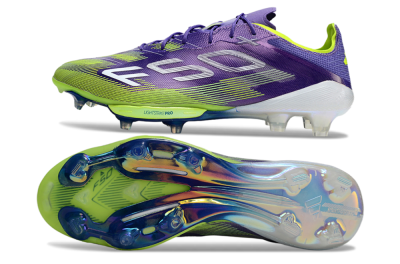 Men's Adidas F50+ Elite Lightstrike Pro FG Firm Ground Low-Tops Football Boots - Purple/Yellow/White