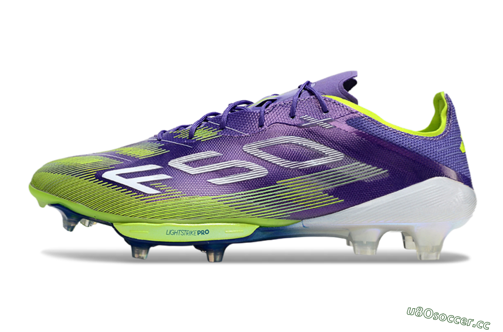 Men's Adidas F50+ Elite Lightstrike Pro FG Firm Ground Low-Tops Football Boots - Purple/Yellow/White 0