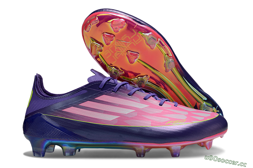 Unisex Adidas F50 Elite FG Firm Ground Low-Tops Football Boots - Pink/Blue/Yellow 2