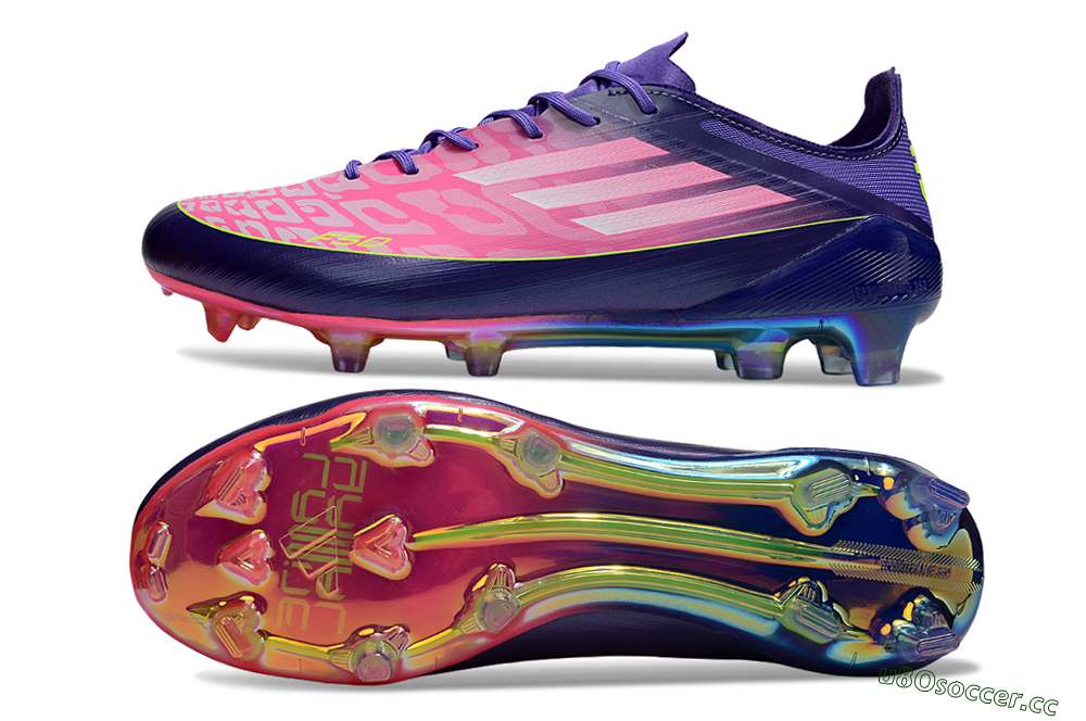Unisex Adidas F50 Elite FG Firm Ground Low-Tops Football Boots - Pink/Blue/Yellow 1