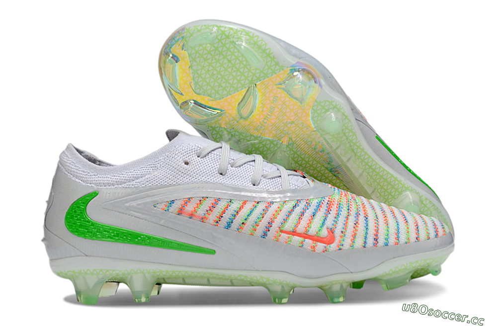 Unisex Nike Phantom 6 Elite FG Firm Ground Low-Tops Football Boots - White/Red/Yellow 2