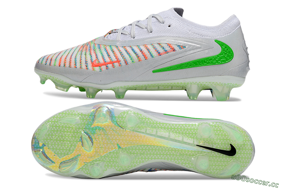 Unisex Nike Phantom 6 Elite FG Firm Ground Low-Tops Football Boots - White/Red/Yellow 1