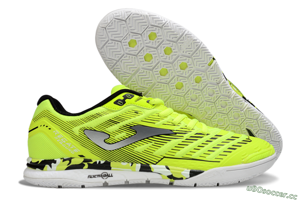 Men's Joma Top Flex IC Indoor & Futsal Low-Tops Football Shoes - Yellow/Silver/Black 2