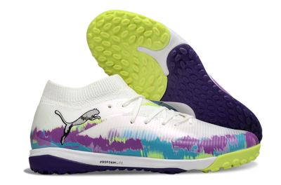 Men's Puma Future 8 Ultimate TF Artificial Turf Low-Tops Football Shoes - White/Purple/Blue