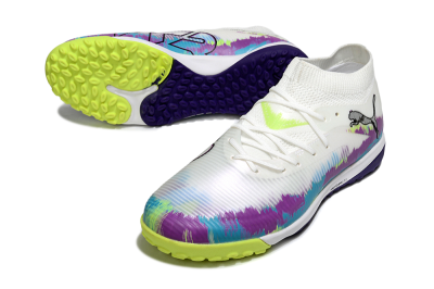 Men's Puma Future 8 Ultimate TF Artificial Turf Low-Tops Football Shoes - White/Purple/Blue