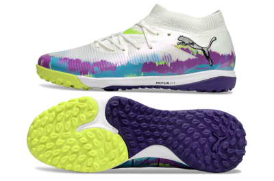 Men's Puma Future 8 Ultimate TF Artificial Turf Low-Tops Football Shoes - White/Purple/Blue