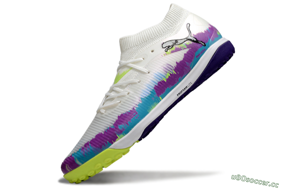 Men's Puma Future 8 Ultimate TF Artificial Turf Low-Tops Football Shoes - White/Purple/Blue 5