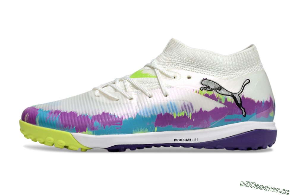 Men's Puma Future 8 Ultimate TF Artificial Turf Low-Tops Football Shoes - White/Purple/Blue 0
