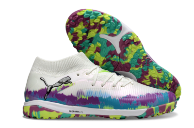 Men's Puma Future 8 Ultimate TF Artificial Turf Low-Tops Football Shoes - White/Purple/Blue