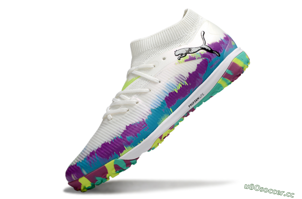Men's Puma Future 8 Ultimate TF Artificial Turf Low-Tops Football Shoes - White/Purple/Blue 5