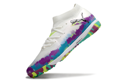 Men's Puma Future 8 Ultimate TF Artificial Turf Low-Tops Football Shoes - White/Purple/Blue