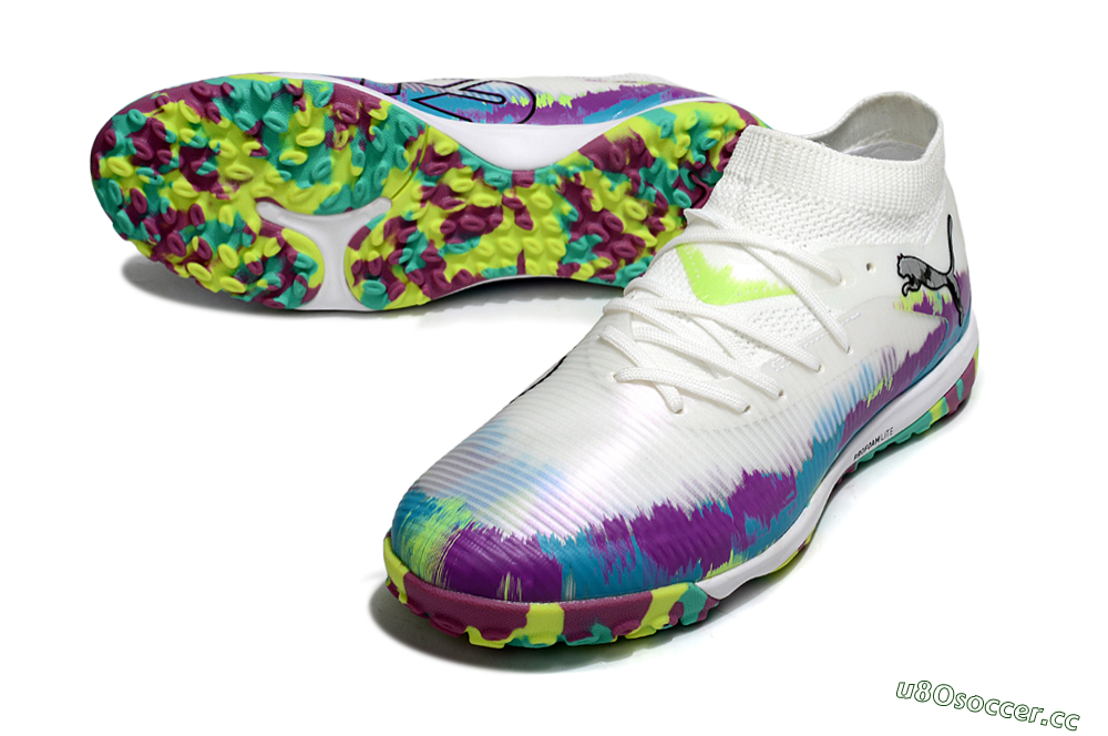 Men's Puma Future 8 Ultimate TF Artificial Turf Low-Tops Football Shoes - White/Purple/Blue 3