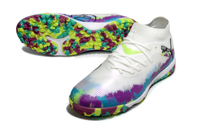 Men's Puma Future 8 Ultimate TF Artificial Turf Low-Tops Football Shoes - White/Purple/Blue
